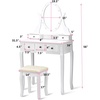 image:imageGiantex LED Vanity Set Dressing Table with Mirror Girls Lighted Vanity Mirror Table with 12 Rose Lights Large Storage for Bedroom Bathroom Vanity Desk White Makeup Vanities with Padded Stool