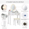 image:imageGiantex LED Vanity Set Dressing Table with Mirror Girls Lighted Vanity Mirror Table with 12 Rose Lights Large Storage for Bedroom Bathroom Vanity Desk White Makeup Vanities with Padded Stool
