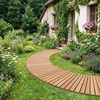 image:imageGiantex 12 FT Wooden Garden Pathway 215 W Roll Out Hardwood Walkway with NonSlip Surface Tools Free Assembly Outdoor Rustic Decorative Boardwalk Flooring Pavers for Backyard Carbonized BrownGolden Teak