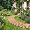 image:imageGiantex 12 FT Wooden Garden Pathway 215 W Roll Out Hardwood Walkway with NonSlip Surface Tools Free Assembly Outdoor Rustic Decorative Boardwalk Flooring Pavers for Backyard Carbonized BrownGolden Teak