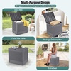 image:imageGiantex 25 Gallon Outdoor Storage Box PP Deck Container with Rattan Patterns amp Lockable Lid AllWeather Patio Plastic Storage Bin for Package Delivery Garden Tools Patio Cushions BlackGrey