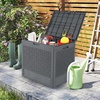 image:imageGiantex 25 Gallon Outdoor Storage Box PP Deck Container with Rattan Patterns amp Lockable Lid AllWeather Patio Plastic Storage Bin for Package Delivery Garden Tools Patio Cushions BlackGrey