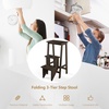 image:imageGiantex 3 Step Ladder Lightweight 3in1 Multifunctional Step Ladder wAntiSlip Reversible Pedal Hollow Handle Design Used for Storage Shelf Sitting Chair Folding Pine Wood Step LaddersBrown