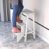 image:imageGiantex 3 Step Ladder Lightweight 3in1 Multifunctional Step Ladder wAntiSlip Reversible Pedal Hollow Handle Design Used for Storage Shelf Sitting Chair Folding Pine Wood Step LaddersWhite