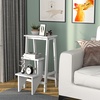 image:imageGiantex 3 Step Ladder Lightweight 3in1 Multifunctional Step Ladder wAntiSlip Reversible Pedal Hollow Handle Design Used for Storage Shelf Sitting Chair Folding Pine Wood Step LaddersWhite