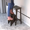image:imageGiantex 3 Step Ladder Lightweight 3in1 Multifunctional Step Ladder wAntiSlip Reversible Pedal Hollow Handle Design Used for Storage Shelf Sitting Chair Folding Pine Wood Step LaddersBrown