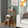 image:imageGiantex 3 Step Ladder Lightweight 3in1 Multifunctional Step Ladder wAntiSlip Reversible Pedal Hollow Handle Design Used for Storage Shelf Sitting Chair Folding Pine Wood Step LaddersNutbrown