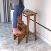 image:imageGiantex 3 Step Ladder Lightweight 3in1 Multifunctional Step Ladder wAntiSlip Reversible Pedal Hollow Handle Design Used for Storage Shelf Sitting Chair Folding Pine Wood Step LaddersNutbrown