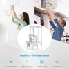 image:imageGiantex 3 Step Ladder Lightweight 3in1 Multifunctional Step Ladder wAntiSlip Reversible Pedal Hollow Handle Design Used for Storage Shelf Sitting Chair Folding Pine Wood Step LaddersWhite