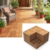 image:imageGiantex 54 PCS Acacia Wood Deck Tiles 12 x 12 Interlocking Patio Flooring Tiles with Drainage Base 54 sqft Waterproof Outdoor Floor Tiles for Balcony Patio Porch Garden Golden Teak  CheckerGolden Teak  Frame