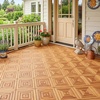 image:imageGiantex 54 PCS Acacia Wood Deck Tiles 12 x 12 Interlocking Patio Flooring Tiles with Drainage Base 54 sqft Waterproof Outdoor Floor Tiles for Balcony Patio Porch Garden Golden Teak  CheckerGolden Teak  Diagonal