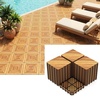 image:imageGiantex 54 PCS Acacia Wood Deck Tiles 12 x 12 Interlocking Patio Flooring Tiles with Drainage Base 54 sqft Waterproof Outdoor Floor Tiles for Balcony Patio Porch Garden Golden Teak  CheckerGolden Teak  Diagonal