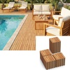 image:imageGiantex 54 PCS Acacia Wood Deck Tiles 12 x 12 Interlocking Patio Flooring Tiles with Drainage Base 54 sqft Waterproof Outdoor Floor Tiles for Balcony Patio Porch Garden Golden Teak  CheckerGolden Teak  Straight