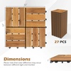 image:imageGiantex 54 PCS Acacia Wood Deck Tiles 12 x 12 Interlocking Patio Flooring Tiles with Drainage Base 54 sqft Waterproof Outdoor Floor Tiles for Balcony Patio Porch Garden Golden Teak  CheckerGolden Teak  Checker