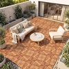 image:imageGiantex 54 PCS Acacia Wood Deck Tiles 12 x 12 Interlocking Patio Flooring Tiles with Drainage Base 54 sqft Waterproof Outdoor Floor Tiles for Balcony Patio Porch Garden Golden Teak  CheckerGolden Teak  Grid