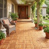 image:imageGiantex 54 PCS Acacia Wood Deck Tiles 12 x 12 Interlocking Patio Flooring Tiles with Drainage Base 54 sqft Waterproof Outdoor Floor Tiles for Balcony Patio Porch Garden Golden Teak  CheckerGolden Teak  Frame
