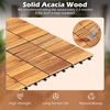 image:imageGiantex 54 PCS Acacia Wood Deck Tiles 12 x 12 Interlocking Patio Flooring Tiles with Drainage Base 54 sqft Waterproof Outdoor Floor Tiles for Balcony Patio Porch Garden Golden Teak  CheckerGolden Teak  Grid