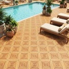 image:imageGiantex 54 PCS Acacia Wood Deck Tiles 12 x 12 Interlocking Patio Flooring Tiles with Drainage Base 54 sqft Waterproof Outdoor Floor Tiles for Balcony Patio Porch Garden Golden Teak  CheckerGolden Teak  Diagonal