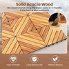 image:imageGiantex 54 PCS Acacia Wood Deck Tiles 12 x 12 Interlocking Patio Flooring Tiles with Drainage Base 54 sqft Waterproof Outdoor Floor Tiles for Balcony Patio Porch Garden Golden Teak  CheckerGolden Teak  Diagonal