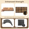 image:imageGiantex 54 PCS Acacia Wood Deck Tiles 12 x 12 Interlocking Patio Flooring Tiles with Drainage Base 54 sqft Waterproof Outdoor Floor Tiles for Balcony Patio Porch Garden Golden Teak  CheckerGolden Teak  Brick