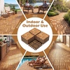 image:imageGiantex 54 PCS Acacia Wood Deck Tiles 12 x 12 Interlocking Patio Flooring Tiles with Drainage Base 54 sqft Waterproof Outdoor Floor Tiles for Balcony Patio Porch Garden Golden Teak  CheckerGolden Teak  Checker
