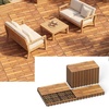 image:imageGiantex 54 PCS Acacia Wood Deck Tiles 12 x 12 Interlocking Patio Flooring Tiles with Drainage Base 54 sqft Waterproof Outdoor Floor Tiles for Balcony Patio Porch Garden Golden Teak  CheckerGolden Teak  Brick