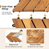image:imageGiantex 54 PCS Acacia Wood Deck Tiles 12 x 12 Interlocking Patio Flooring Tiles with Drainage Base 54 sqft Waterproof Outdoor Floor Tiles for Balcony Patio Porch Garden Golden Teak  CheckerGolden Teak  Chevron