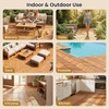 image:imageGiantex 54 PCS Acacia Wood Deck Tiles 12 x 12 Interlocking Patio Flooring Tiles with Drainage Base 54 sqft Waterproof Outdoor Floor Tiles for Balcony Patio Porch Garden Golden Teak  CheckerGolden Teak  Chevron