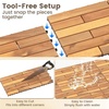 image:imageGiantex 54 PCS Acacia Wood Deck Tiles 12 x 12 Interlocking Patio Flooring Tiles with Drainage Base 54 sqft Waterproof Outdoor Floor Tiles for Balcony Patio Porch Garden Golden Teak  CheckerGolden Teak  Brick