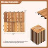 image:imageGiantex 54 PCS Acacia Wood Deck Tiles 12 x 12 Interlocking Patio Flooring Tiles with Drainage Base 54 sqft Waterproof Outdoor Floor Tiles for Balcony Patio Porch Garden Golden Teak  CheckerGolden Teak  Grid