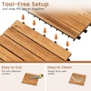 image:imageGiantex 54 PCS Acacia Wood Deck Tiles 12 x 12 Interlocking Patio Flooring Tiles with Drainage Base 54 sqft Waterproof Outdoor Floor Tiles for Balcony Patio Porch Garden Golden Teak  CheckerGolden Teak  Straight
