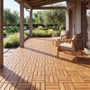 image:imageGiantex 54 PCS Acacia Wood Deck Tiles 12 x 12 Interlocking Patio Flooring Tiles with Drainage Base 54 sqft Waterproof Outdoor Floor Tiles for Balcony Patio Porch Garden Golden Teak  CheckerGolden Teak  Checker