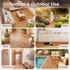 image:imageGiantex 54 PCS Acacia Wood Deck Tiles 12 x 12 Interlocking Patio Flooring Tiles with Drainage Base 54 sqft Waterproof Outdoor Floor Tiles for Balcony Patio Porch Garden Golden Teak  CheckerGolden Teak  Straight