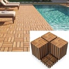 image:imageGiantex 54 PCS Acacia Wood Deck Tiles 12 x 12 Interlocking Patio Flooring Tiles with Drainage Base 54 sqft Waterproof Outdoor Floor Tiles for Balcony Patio Porch Garden Golden Teak  CheckerGolden Teak  Checker