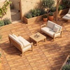 image:imageGiantex 54 PCS Acacia Wood Deck Tiles 12 x 12 Interlocking Patio Flooring Tiles with Drainage Base 54 sqft Waterproof Outdoor Floor Tiles for Balcony Patio Porch Garden Golden Teak  CheckerGolden Teak  Brick