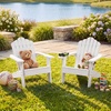 image:imageGiantex Kids Adirondack Chair AllWeather HIPS Childrens Outdoor Chair with Tilted High Backrest Toddler Beach Chair for Garden Patio Backyard Kids Lawn Chairs for Age 37 2GrayWhitecurved Top Back