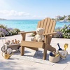 image:imageGiantex Kids Adirondack Chair AllWeather HIPS Childrens Outdoor Chair with Tilted High Backrest Toddler Beach Chair for Garden Patio Backyard Kids Lawn Chairs for Age 37 2GrayTeakcurved Top Back