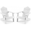 image:imageGiantex Kids Adirondack Chair AllWeather HIPS Childrens Outdoor Chair with Tilted High Backrest Toddler Beach Chair for Garden Patio Backyard Kids Lawn Chairs for Age 37 2GrayWhitecurved Top Back