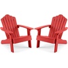 image:imageGiantex Kids Adirondack Chair AllWeather HIPS Childrens Outdoor Chair with Tilted High Backrest Toddler Beach Chair for Garden Patio Backyard Kids Lawn Chairs for Age 37 2GrayRedcurved Top Back