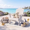 image:imageGiantex Kids Adirondack Chair AllWeather HIPS Childrens Outdoor Chair with Tilted High Backrest Toddler Beach Chair for Garden Patio Backyard Kids Lawn Chairs for Age 37 2GrayWhitecurved Top Back