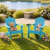 image:imageGiantex Kids Adirondack Chair AllWeather HIPS Childrens Outdoor Chair with Tilted High Backrest Toddler Beach Chair for Garden Patio Backyard Kids Lawn Chairs for Age 37 2GrayTurquoisecurved Top Back