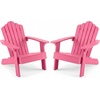 image:imageGiantex Kids Adirondack Chair AllWeather HIPS Childrens Outdoor Chair with Tilted High Backrest Toddler Beach Chair for Garden Patio Backyard Kids Lawn Chairs for Age 37 2GrayPinkcurved Top Back