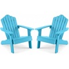 image:imageGiantex Kids Adirondack Chair AllWeather HIPS Childrens Outdoor Chair with Tilted High Backrest Toddler Beach Chair for Garden Patio Backyard Kids Lawn Chairs for Age 37 2GrayTurquoisecurved Top Back