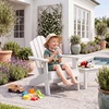 image:imageGiantex Kids Adirondack Chair AllWeather HIPS Childrens Outdoor Chair with Tilted High Backrest Toddler Beach Chair for Garden Patio Backyard Kids Lawn Chairs for Age 37 2GrayWhitecurved Top Back