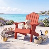 image:imageGiantex Kids Adirondack Chair AllWeather HIPS Childrens Outdoor Chair with Tilted High Backrest Toddler Beach Chair for Garden Patio Backyard Kids Lawn Chairs for Age 37 2GrayRedcurved Top Back