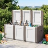 image:imageGiantex Outdoor Deck Box 27 Gallon Patio Container with Lockable Lid Weatherproof Plastic Storage Bin for Packages Garden Tools Cushions Pool Supplies SmallBeigeBeige