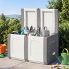 image:imageGiantex Outdoor Deck Box 27 Gallon Patio Container with Lockable Lid Weatherproof Plastic Storage Bin for Packages Garden Tools Cushions Pool Supplies SmallBeigeGrey