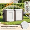 image:imageGiantex Outdoor Deck Box 27 Gallon Patio Container with Lockable Lid Weatherproof Plastic Storage Bin for Packages Garden Tools Cushions Pool Supplies SmallBeigeBeige