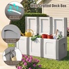 image:imageGiantex Outdoor Deck Box 27 Gallon Patio Container with Lockable Lid Weatherproof Plastic Storage Bin for Packages Garden Tools Cushions Pool Supplies SmallBeigeGrey