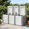 image:imageGiantex Outdoor Deck Box 27 Gallon Patio Container with Lockable Lid Weatherproof Plastic Storage Bin for Packages Garden Tools Cushions Pool Supplies SmallBeigeGrey
